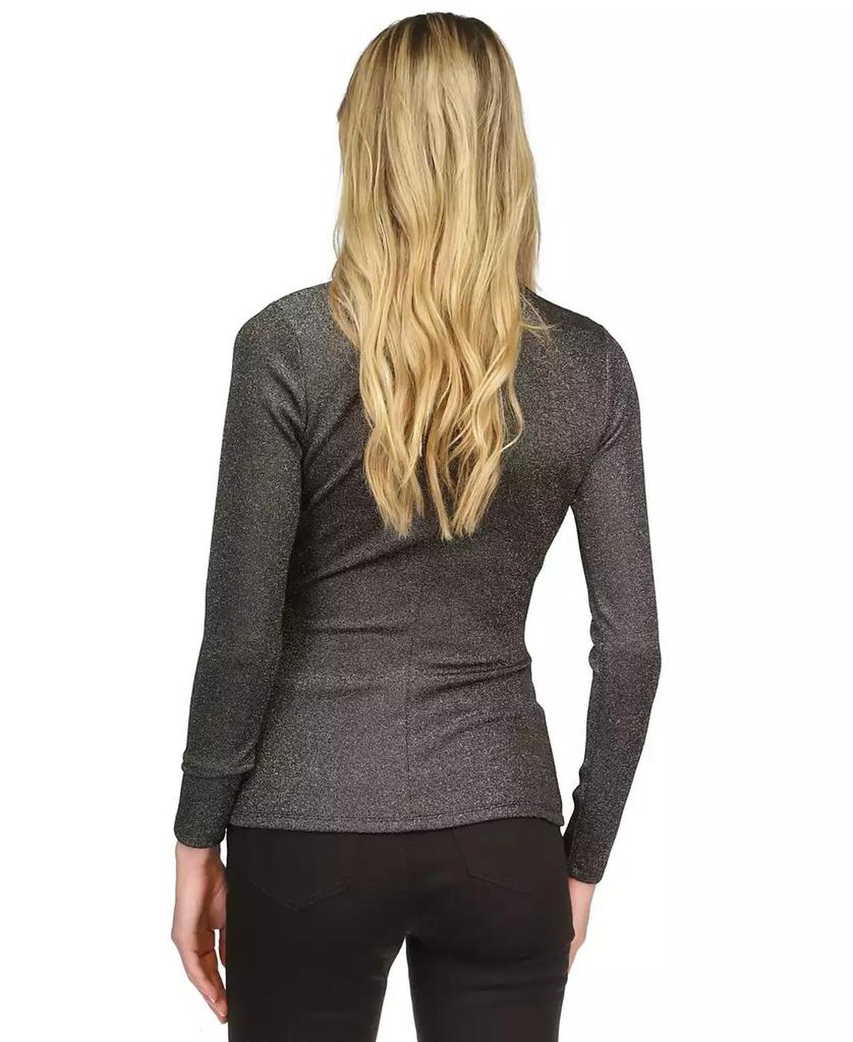 Women's Asymmetrical Ruched Long-Sleeve Top