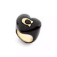 Black Vintage Charms Signature C Heart Cocktail Ring