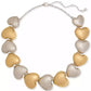 Two-Tone Large Graduated Alternating Heart Collar Necklace, 17" + 3" extender