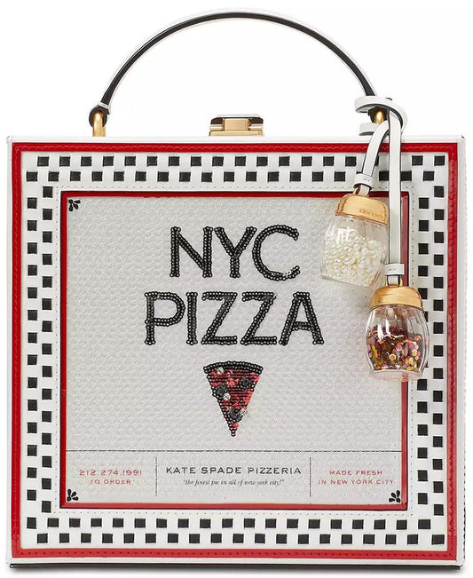 Slice Printed Spazzolato Leather Mini Pizza Box Bag