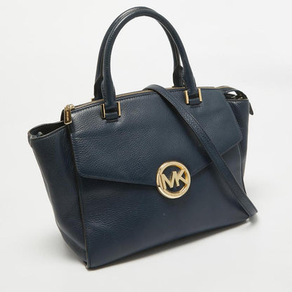 Navy Blue Leather Large Hudson Satchel