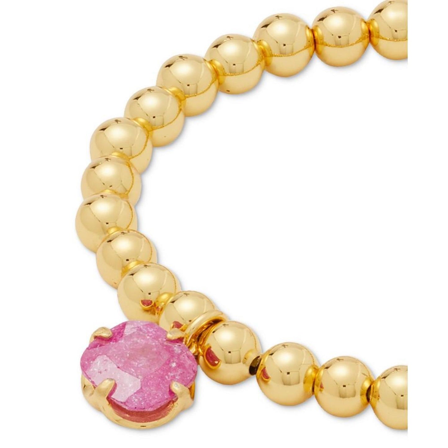 Gold-Tone Stone Charm Beaded Stretch Bracelet