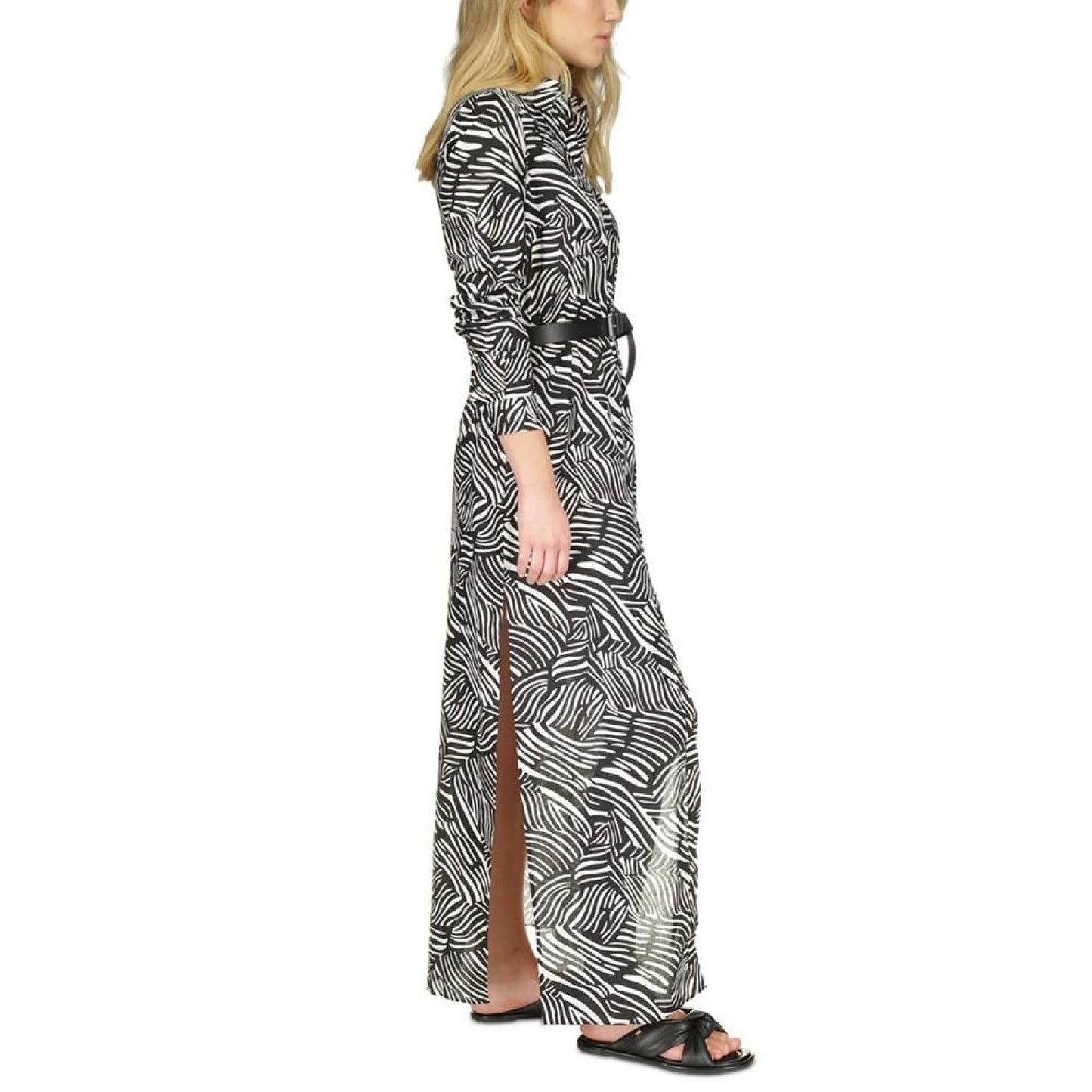 Women's Zebra-Print Belted Maxi Dress