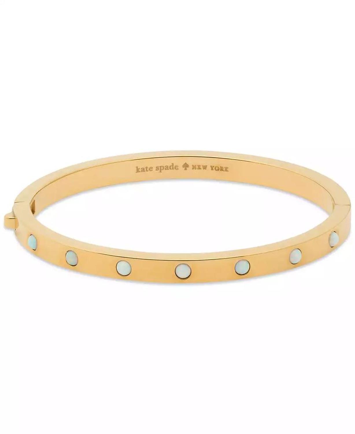 Set In Stone Gold-Tone Hinge Bangle Bracelet