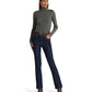 Petite Faux Leather Trim Ribbed Turtleneck