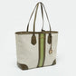 White/green Signature Coated Canvas And Leather Large Jet Set Tote