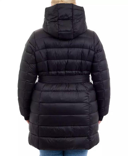 Plus Size Hooded Belted Down Puffer Coat, Created for Macy's