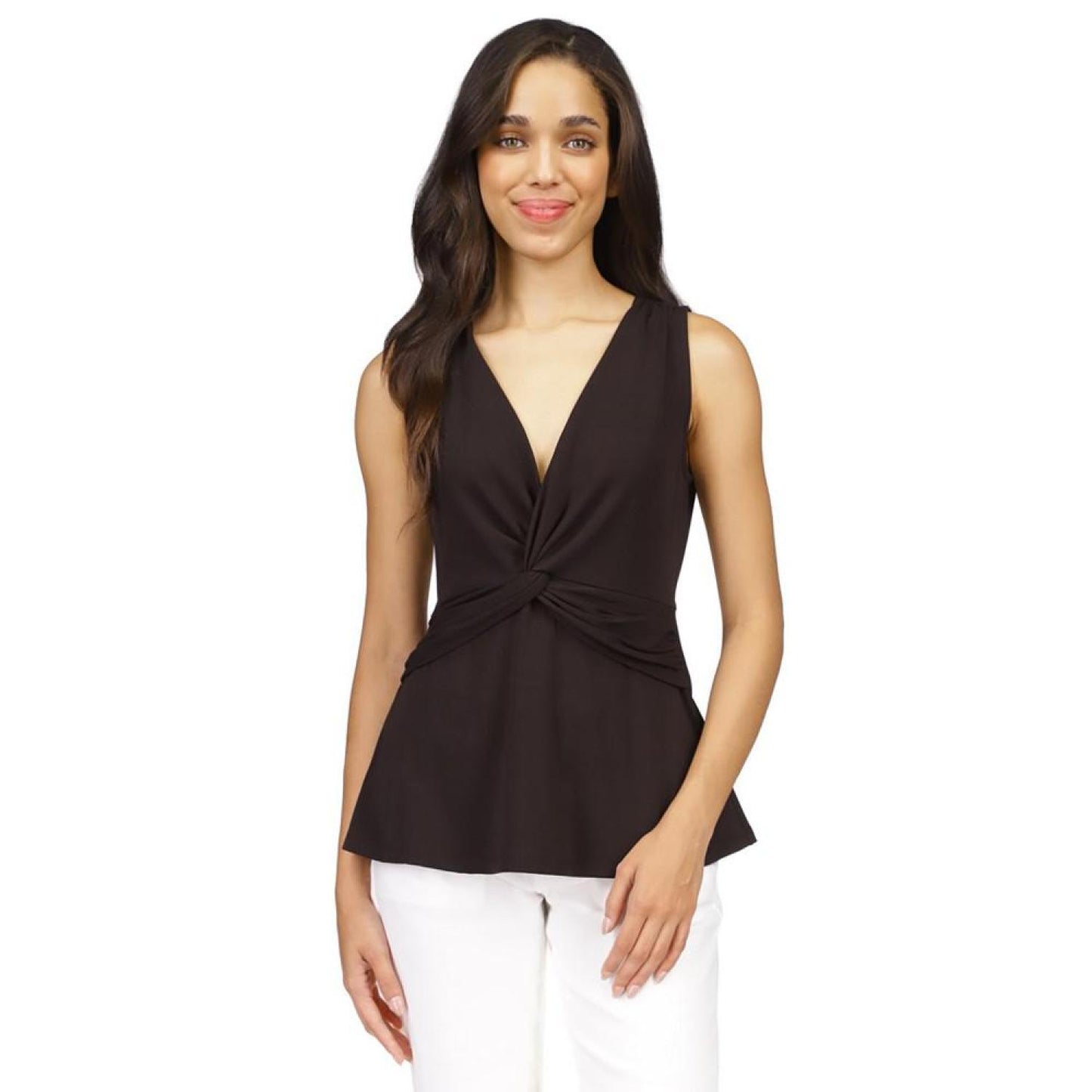 Women's Twist-Front Sleeveless Baby-Doll Top