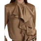 Ruffle-Trim Satin Charmeuse Shirt