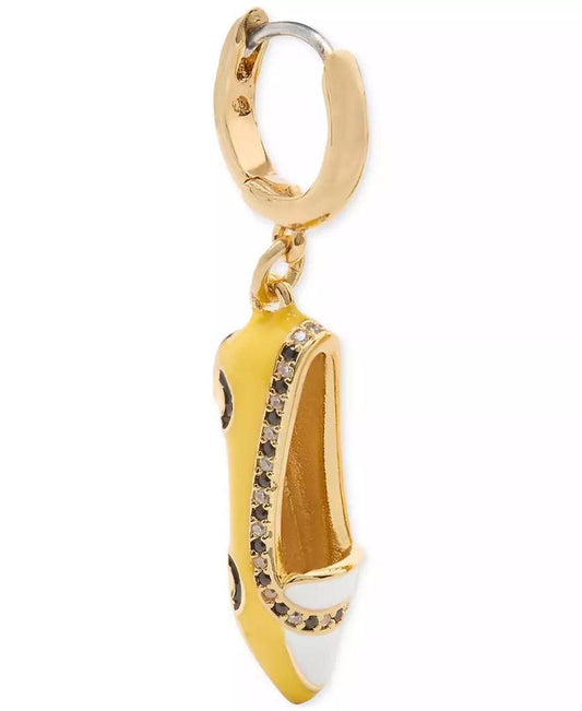 Gold-Tone Gogo Taxi Flat Charm Huggie Hoop Earrings