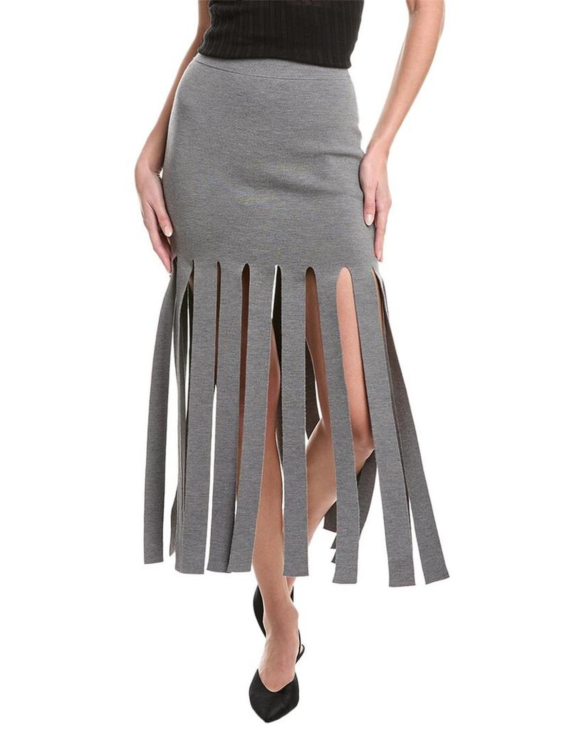 Wool-Blend Streamer Skirt