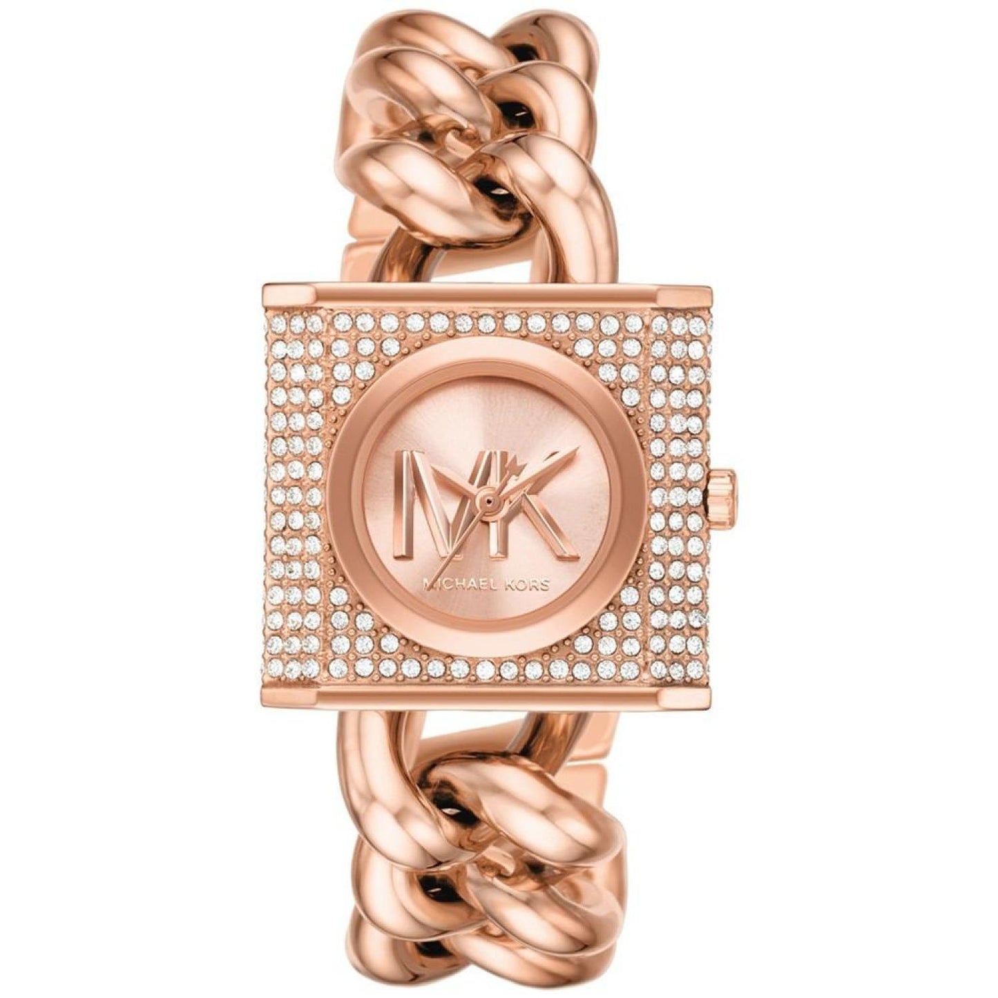 Women's MK Chain Lock Three-Hand Rose Gold-Tone Stainless Steel Watch 25mm