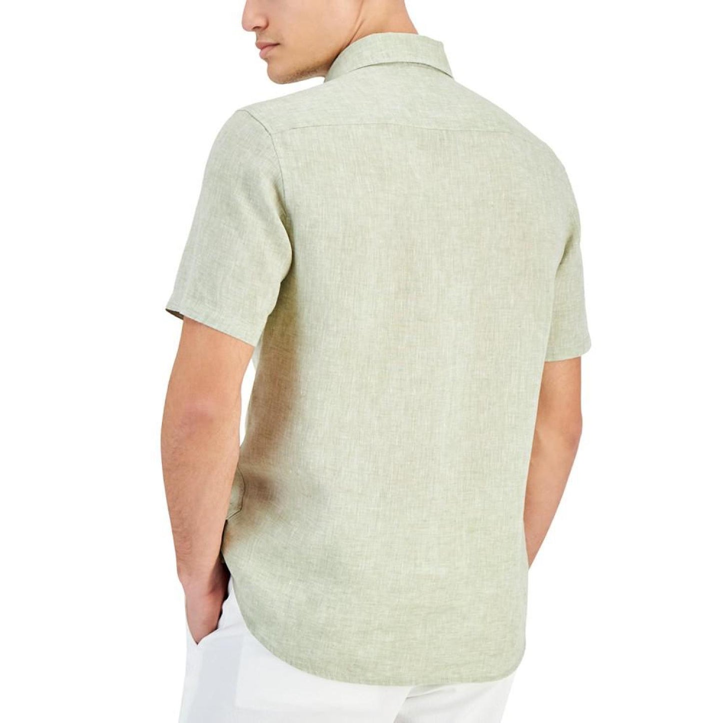 Men's Slim-Fit Linen Short-Sleeve Shirt