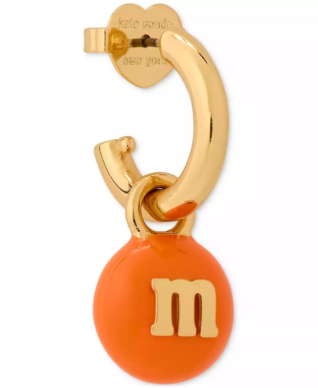 M&M X Gold-Tone M&M Charm Huggie Hoop Earrings