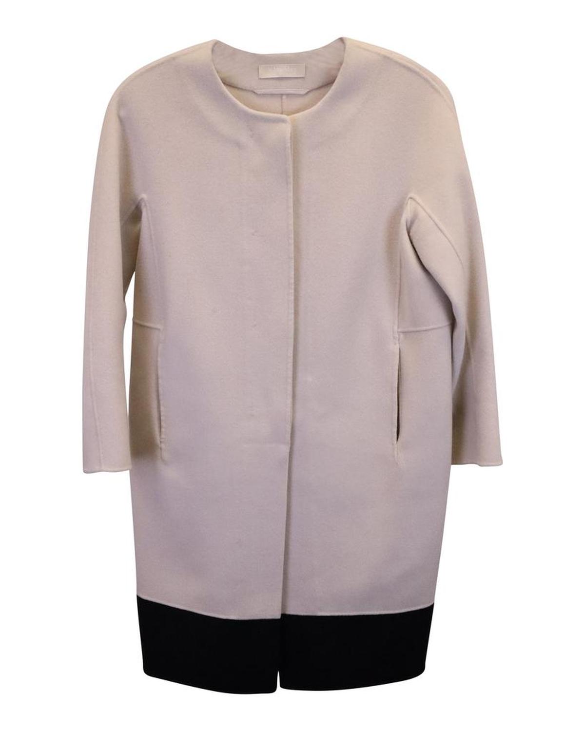 Max Mara Collarless Coat in Cream Wool