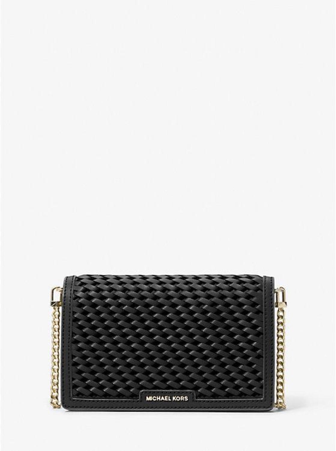 Jet Set Medium Woven Leather Crossbody Bag