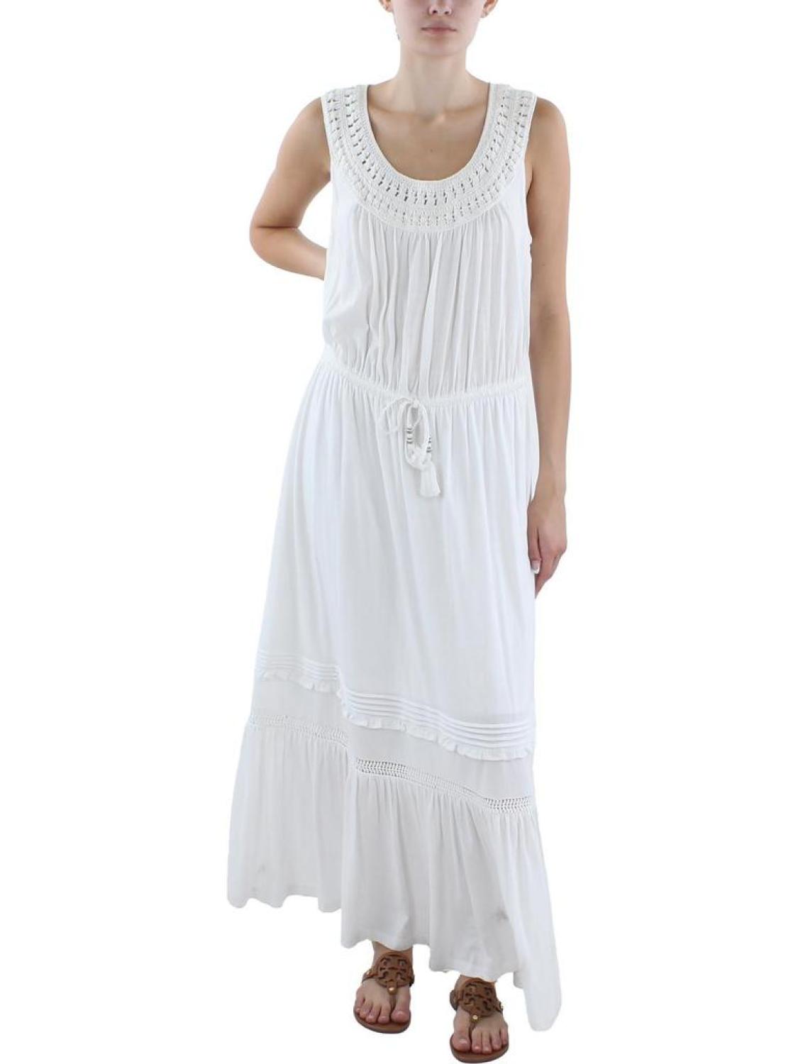 Womens Crochet Cotton Maxi Dress