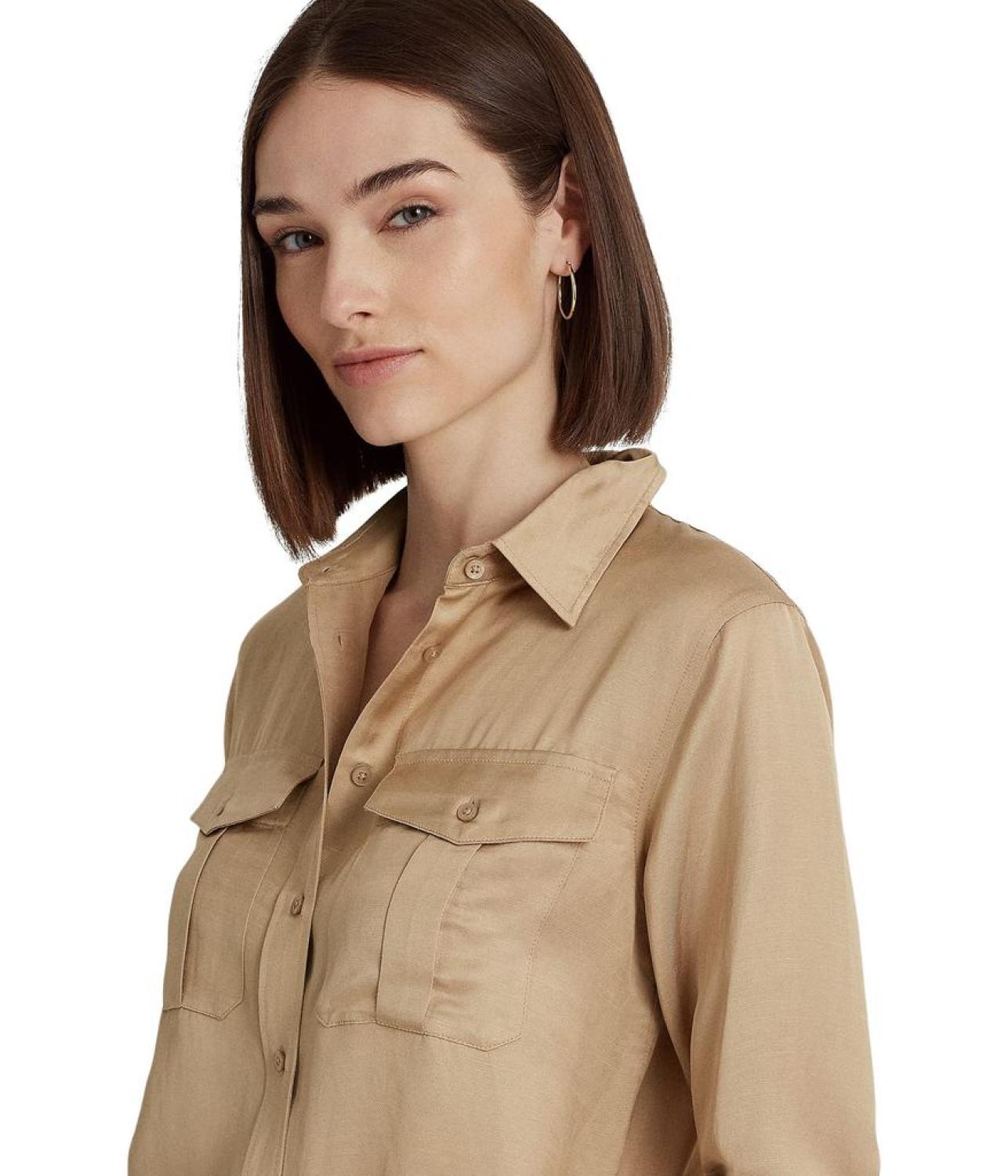 Petite Satin Shantung Shirt