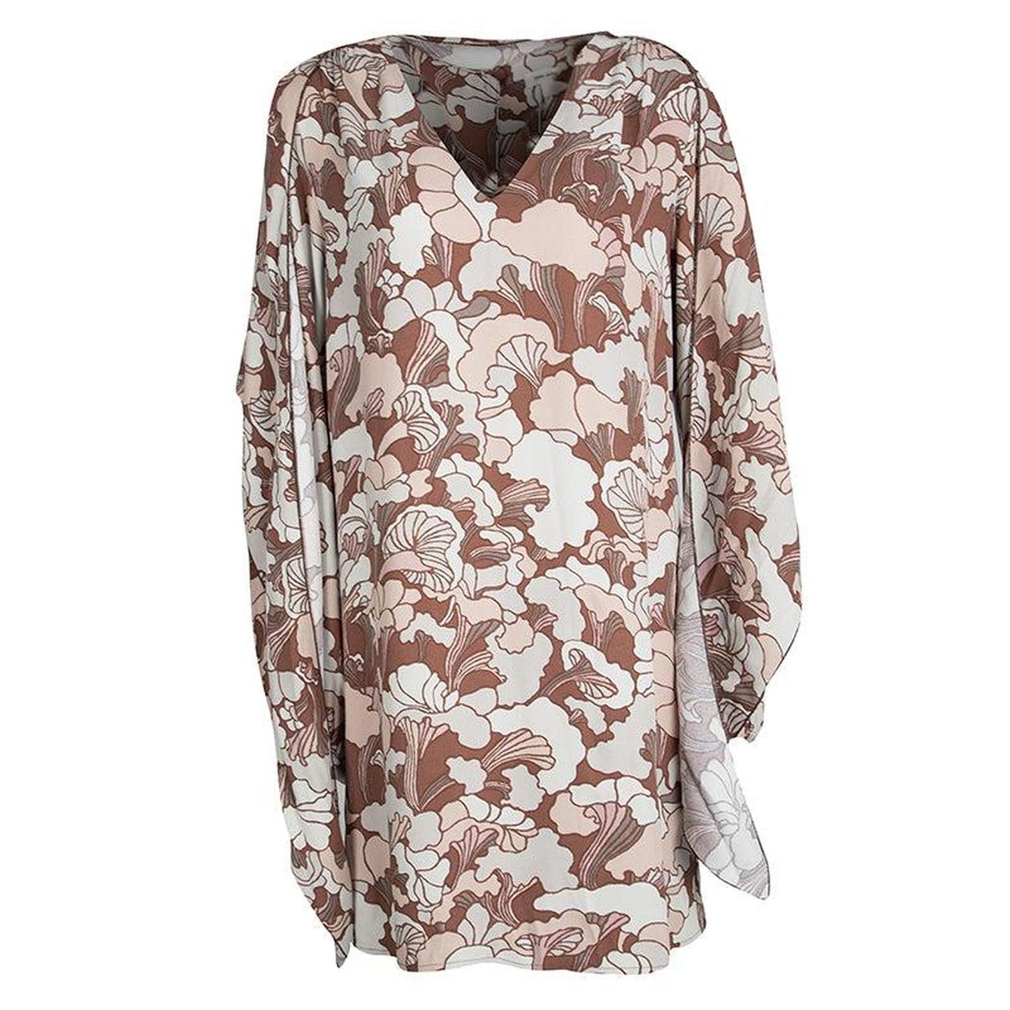 Floral Printed Long Sleeve V-Neck Tunic And Scarf Set M