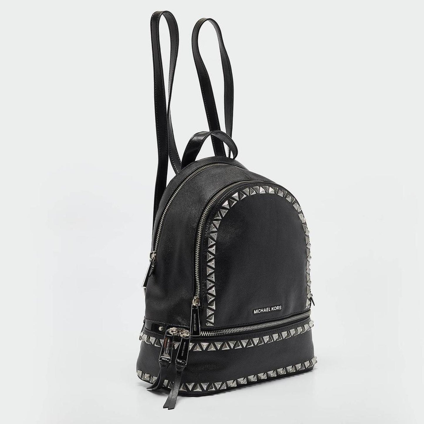 Black Faux Leather Medium Studded Rhea Backpack