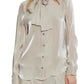 Michael Michael Kors Crinkled Metallic Georgette Tie-Neck Blouse