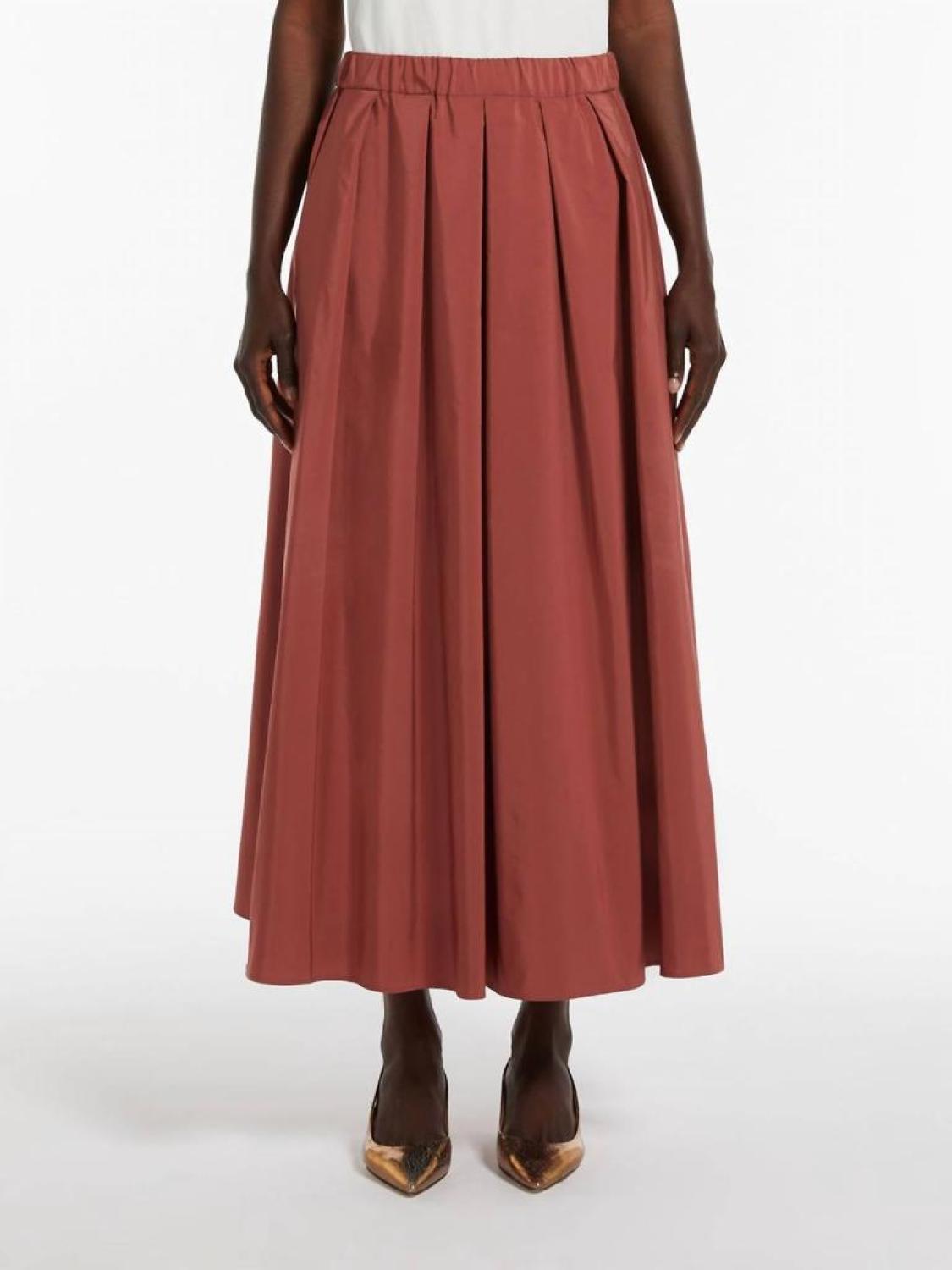 Weekend Egidio Taffeta Skirt In Rust