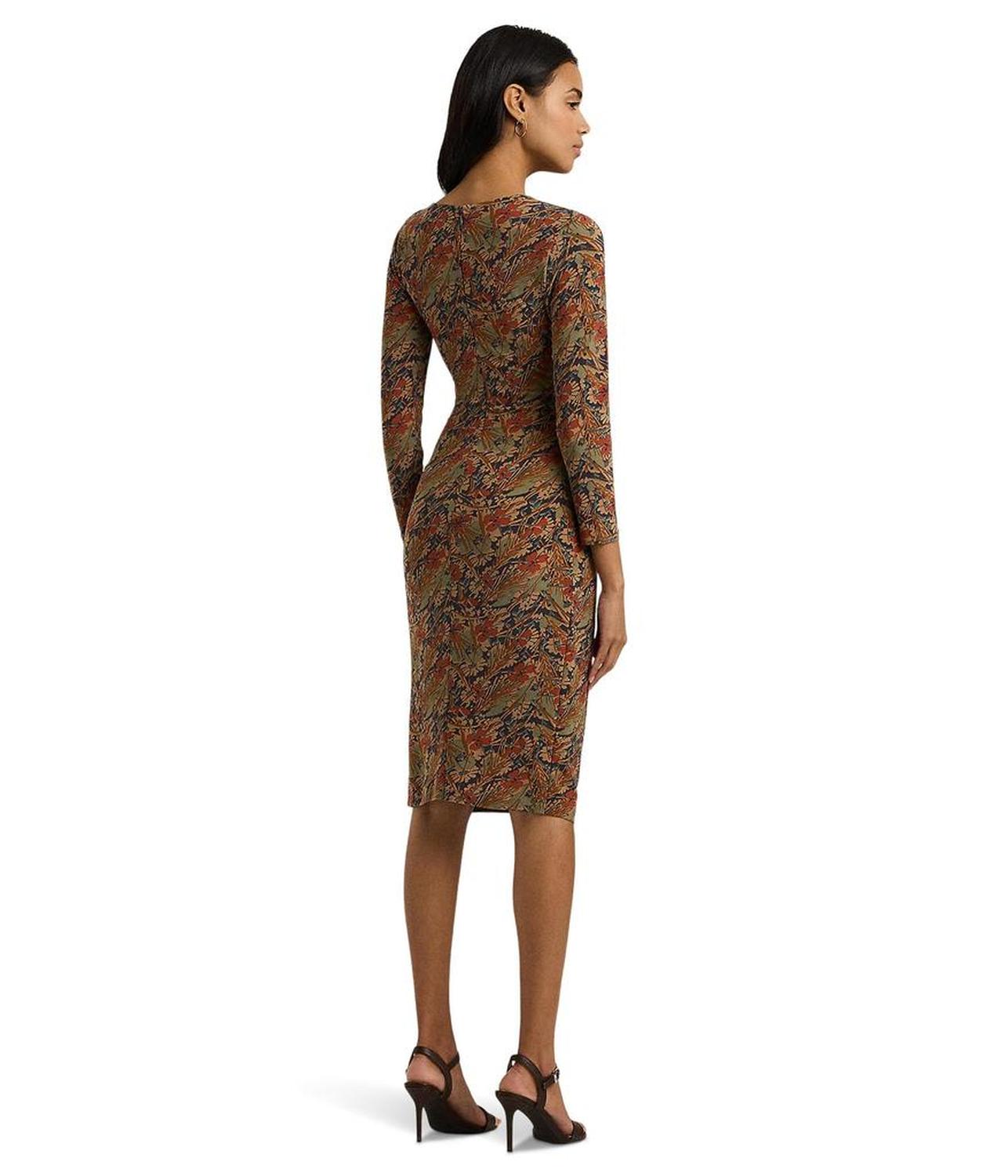 Floral Twist-Front Stretch Jersey Dress