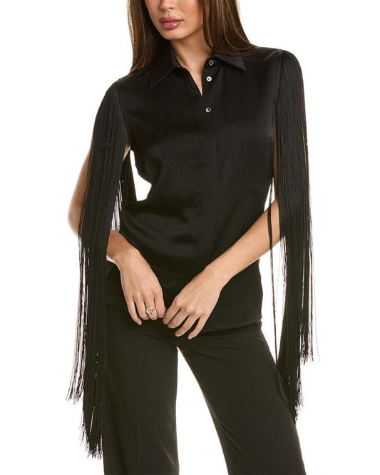 Michael Kors Collection Charm Fringe Button-Down Shirt