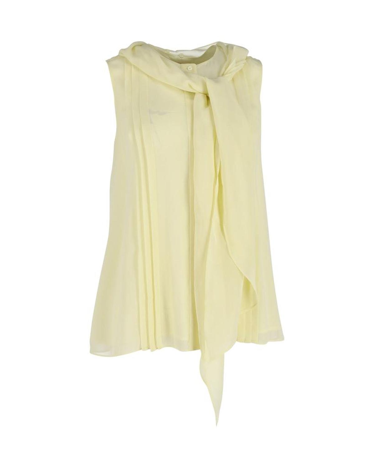 Max Mara Sleeveless Scarf Top in Yellow Silk