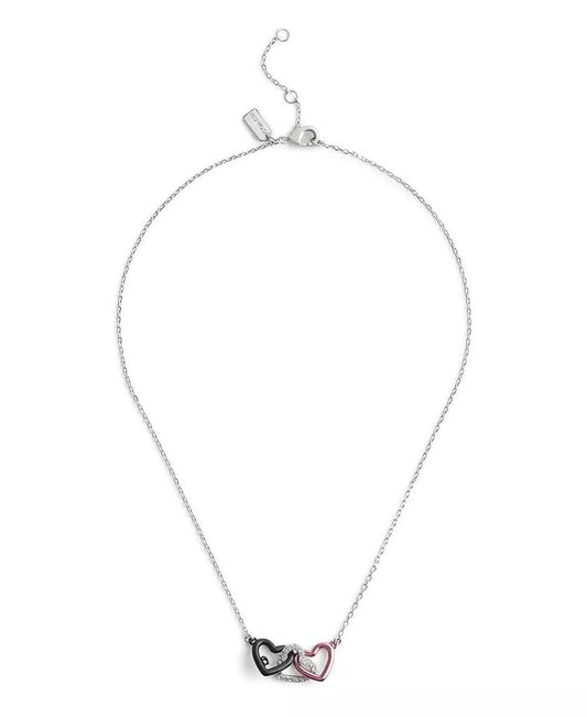 Faux Stone Signature Heart Link Pendant Necklace