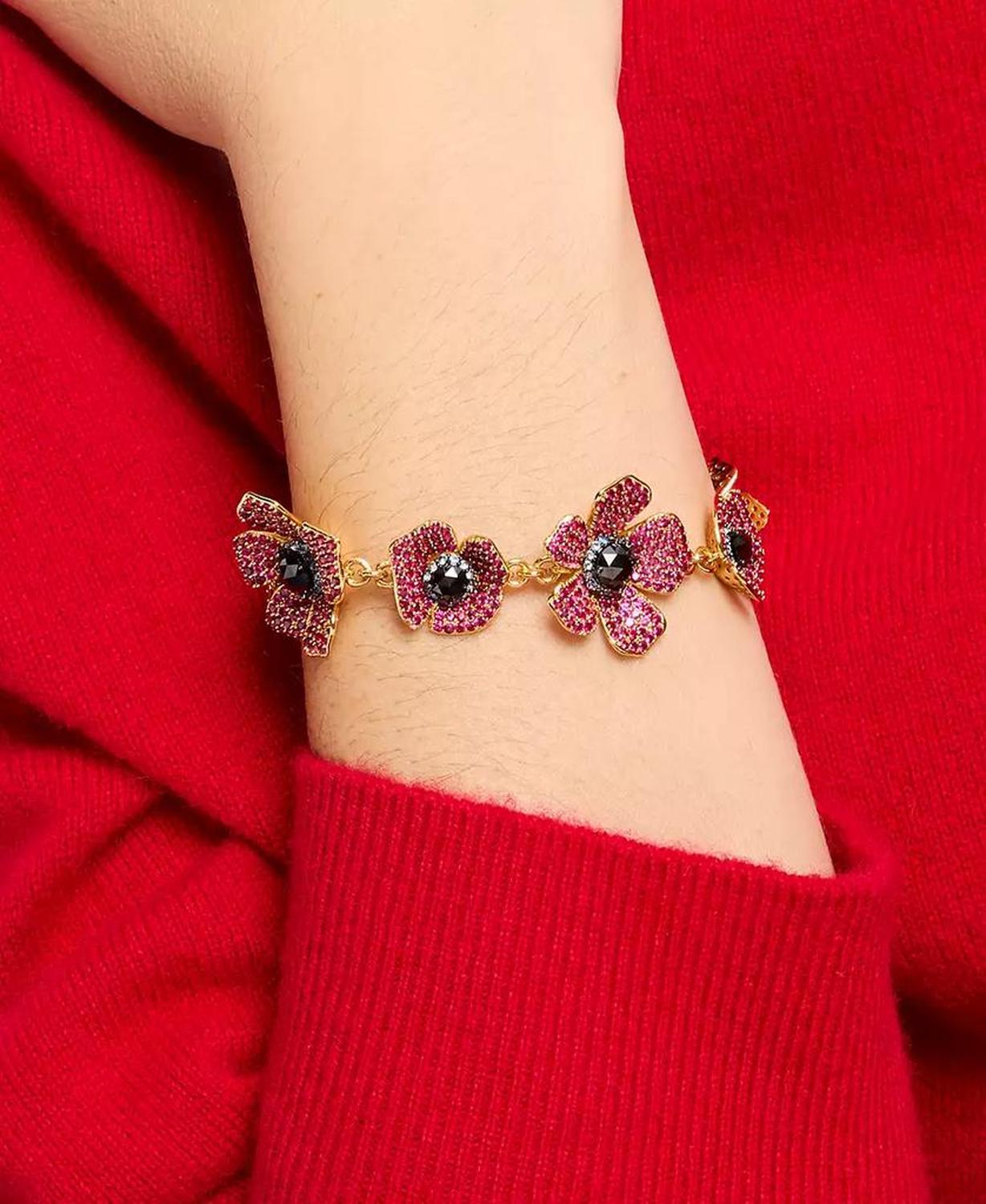 Gold-Tone Color Cubic Zirconia Poppy Flex Bracelet