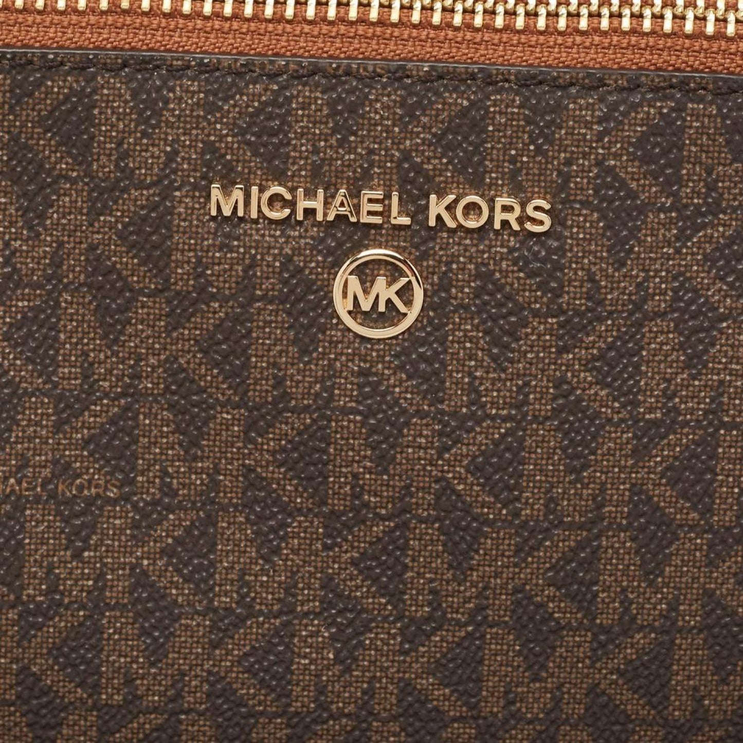 Michael Kors /tan Signature Coated Canvas Zip Wristlet Pouch