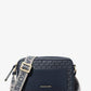 Jet Set Large Signature Logo Print Woven Crossbody Bag