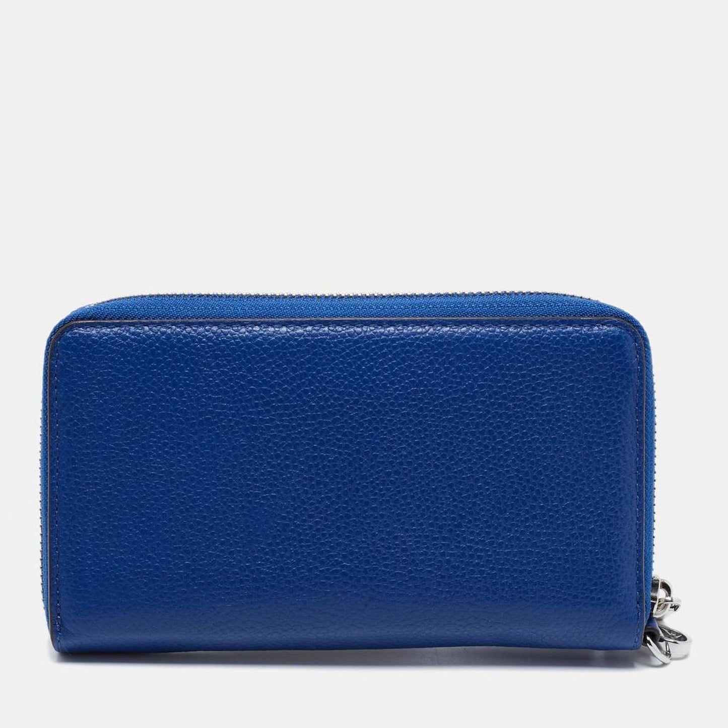 Michael Kors Blue Leather Jet Set Zip Around Wristlet Wallet..