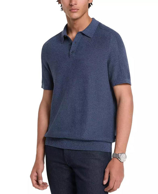 Men's Short Sleeve Textured Mouline Polo Shirt