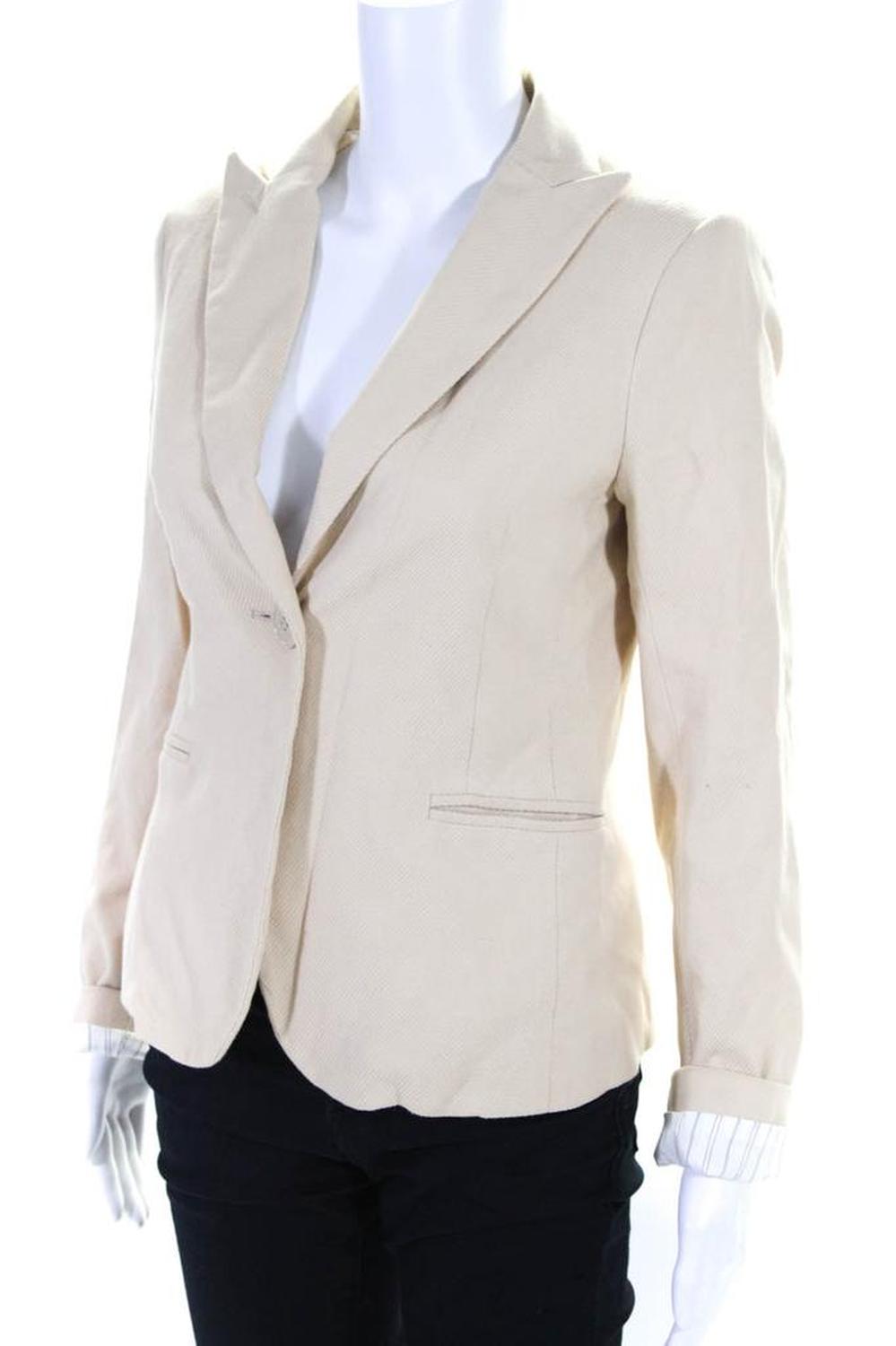 Marc Jacobs Women's Long Sleeves Lined One Button Blazer Beige