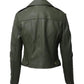 Michael Kors Biker Jacket in Army Green Leather