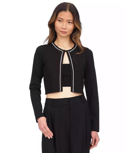 MICHAEL Women's Gem-Trim Cropped Cardigan