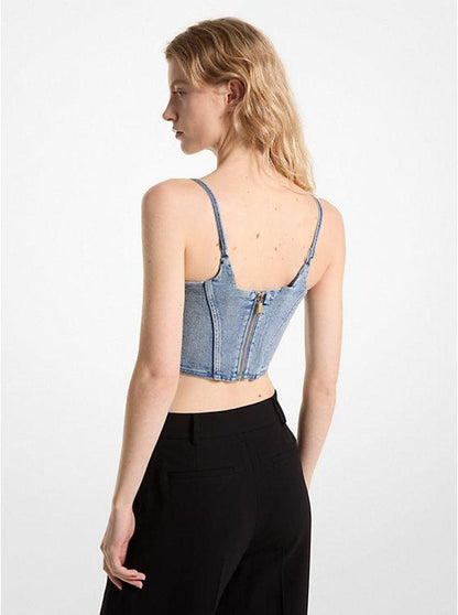 Stretch Denim Bustier Top