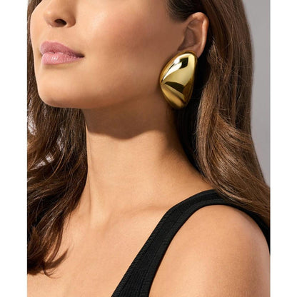 Brass Pebble Statement Earrings