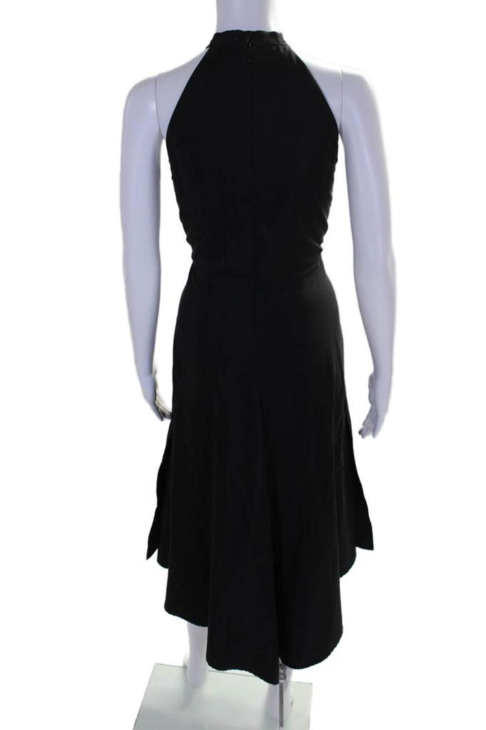 Womens Silk Halter Top Lined Zip Classy A-Line Dress Black