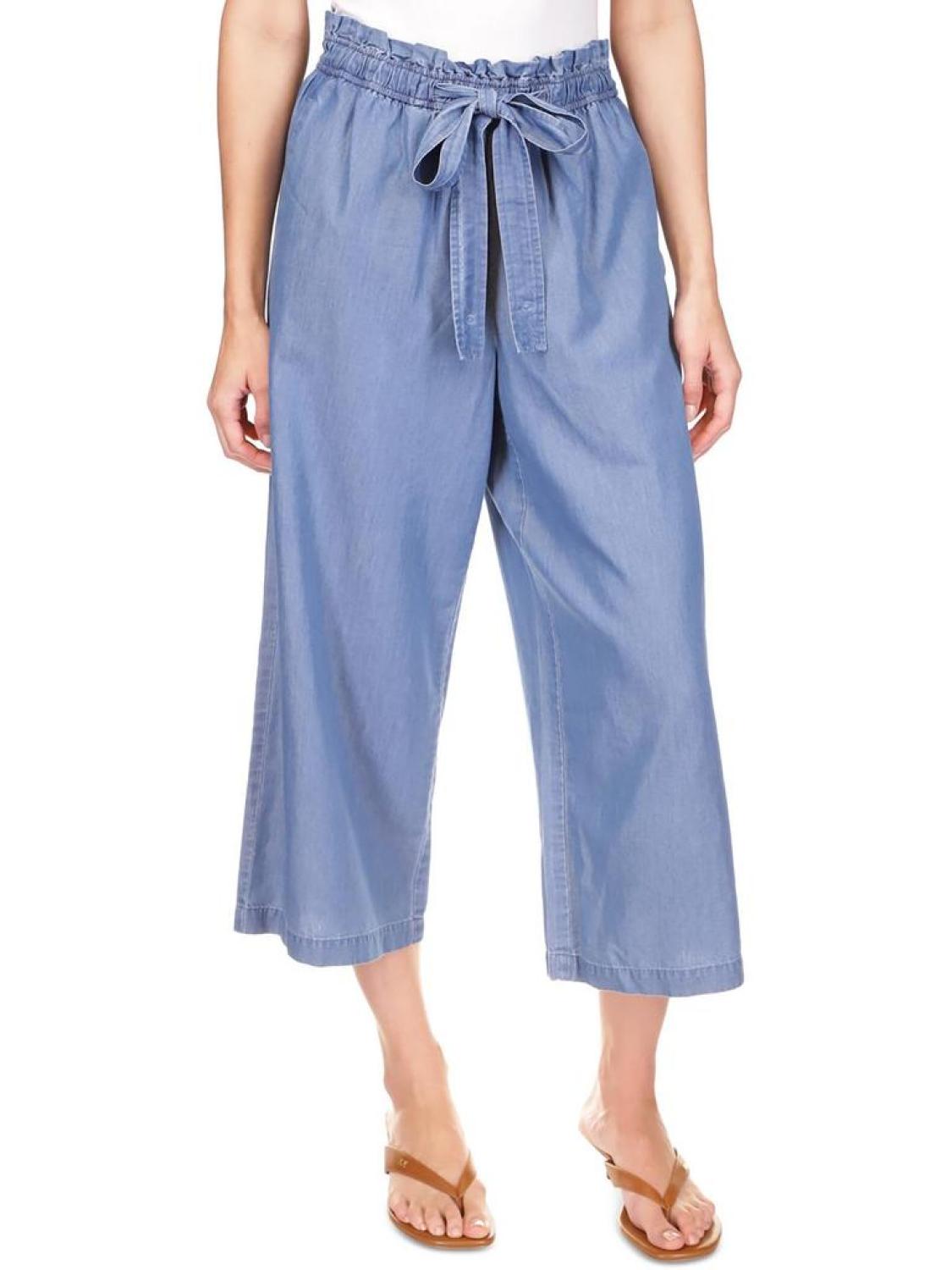 Womens Crop Tencel Wide Leg Pants