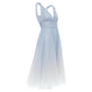 Notte Ombre Ruched Waist Tulle Dress