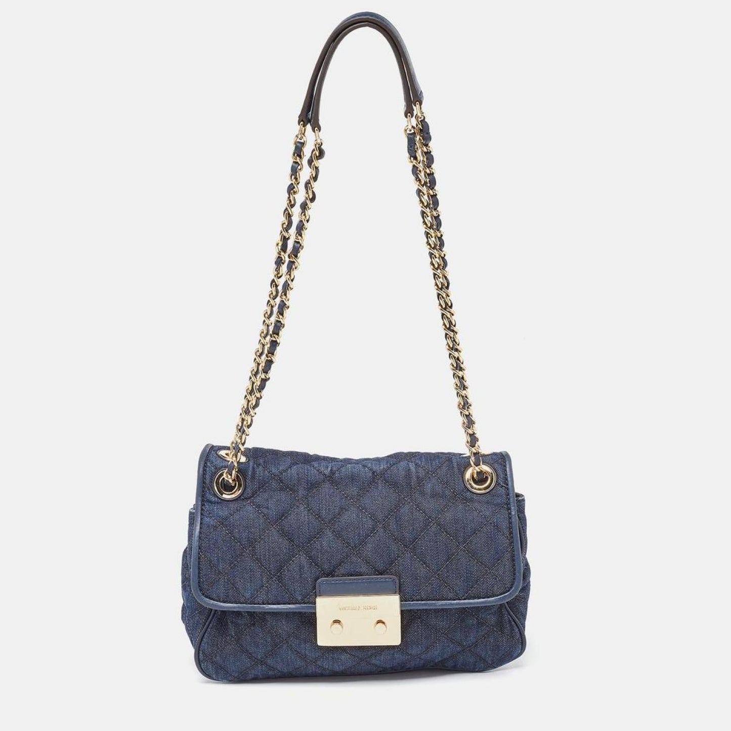 Michael Kors Quilted Denim And Leather Sloan Shoulder Bag