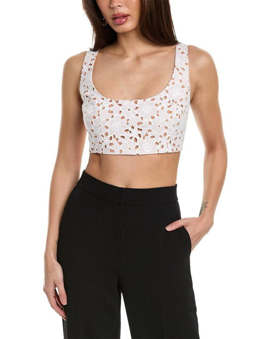 Michael Kors Collection Eyelet Silk-Lined Crop Tank