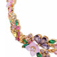 Gold-Tone Stone & Cubic Zirconia Bursting Blooms Chain Link Bracelet