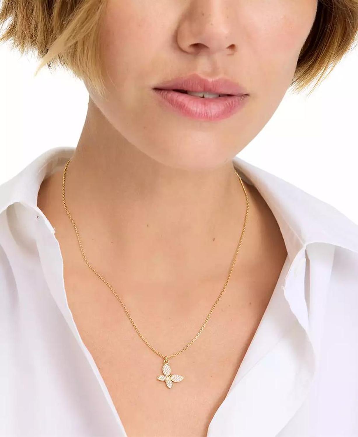 Lucky Charm Gold-Tone Pavé Crystal Butterfly Pendant Necklace, 16" + 3" extender