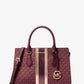 Sheila Medium Signature Logo and Metallic Satchel