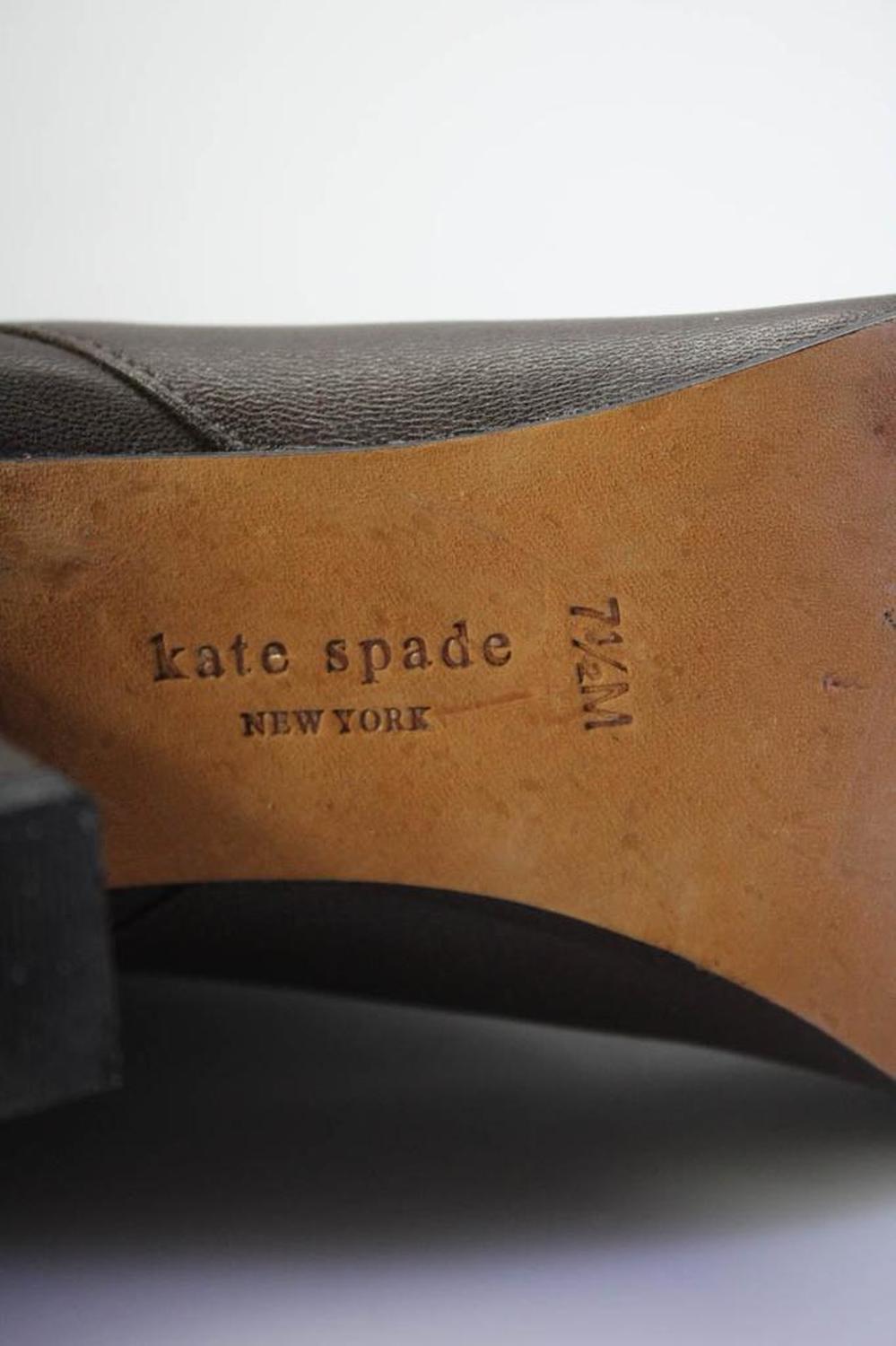 Kate Spade New York Womens Brown Leather Heels Knee High Boots Shoes