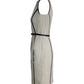 Michael Kors Leather Trimed Knee Length Dress in White Wool